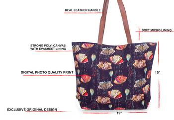 Line Flowers Polycanvas Light Weight Shopper Hand Shoulder Tote Bag 4