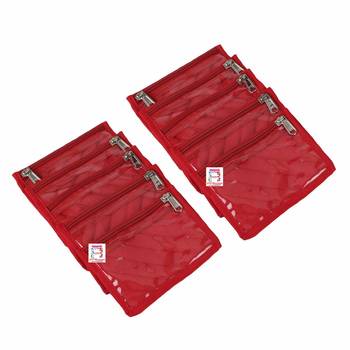 atorakushon   Satin Maroon Multipurpose Make Up Organizer Jewellery Cosmetic Necklace 10 Pouches Traveling Kit for Women 5