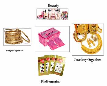atorakushon   Satin Pink Multipurpose Make up Organizer Jewellery Cosmetic Necklace 10 Pouches Traveling Kit 5