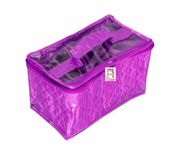 atorakushon   Satin Purple Multipurpose Make up Organizer Jewellery Cosmetic Necklace 10 Pouches For Women 2