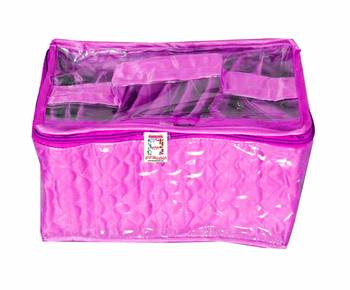 atorakushon   Satin Purple Multipurpose Make up Organizer Jewellery Cosmetic Necklace 10 Pouches For Women 3