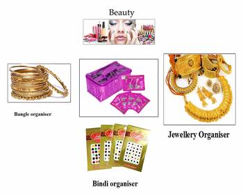 atorakushon   Satin Purple Multipurpose Make up Organizer Jewellery Cosmetic Necklace 10 Pouches For Women 5