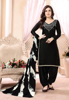 Black embroidered satin salwar 1