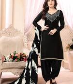 Black embroidered satin salwar