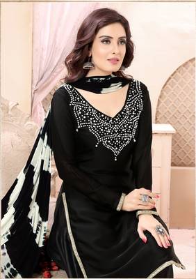 Black embroidered satin salwar 2