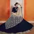 Navy Blue Zari Embroidered Art Silk Semi stitched Party Wear Lehenga