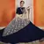 Navy Blue Zari Embroidered Art Silk Semi stitched Party Wear Lehenga