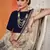 Navy Blue Zari Embroidered Art Silk Semi stitched Party Wear Lehenga