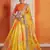 Yellow Sequins Embroidered Organza Semi Stitched floral Lehenga
