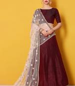 Maroon Zari Embroidered Art Silk Lehenga Choli For Wedding