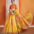 Yellow Sequins Embroidered Organza Semi Stitched floral Lehenga