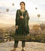 Dark Green Embroidered Georgette Salwar