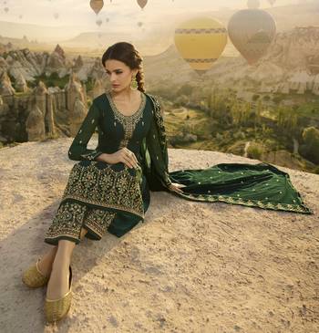 Dark Green Embroidered Georgette Salwar 2