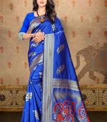 Royal blue woven art silk saree with blouse