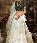 Off White Thread And Sequins Embroidered Organza Bridal Lehenga