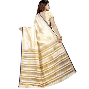 White woven art silk saree with blouse 2