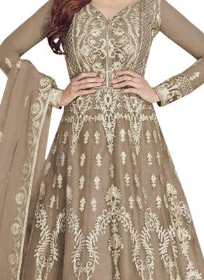 Brown Embroidered Net Salwar 2