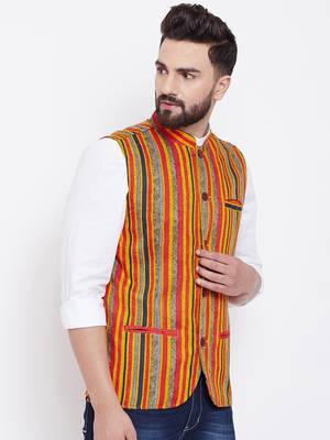 Blue woven viscose rayon nehru-jacket 3