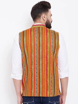 Blue woven viscose rayon nehru-jacket 4