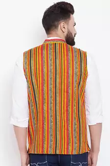 Blue woven viscose rayon nehru-jacket