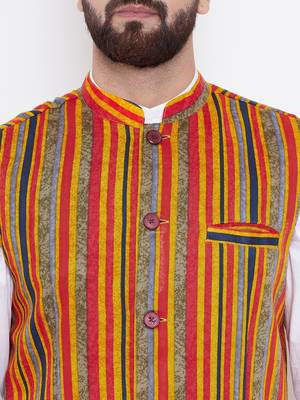 Blue woven viscose rayon nehru-jacket 5