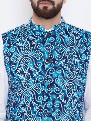 Blue woven viscose rayon nehru-jacket 5