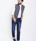 Blue woven viscose rayon nehru-jacket