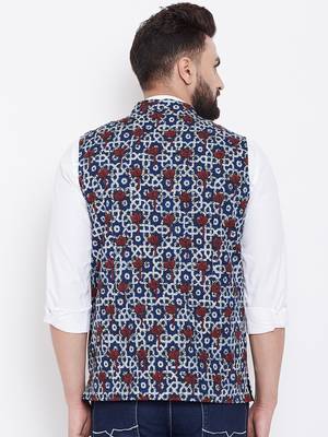 Blue woven viscose rayon nehru-jacket 4