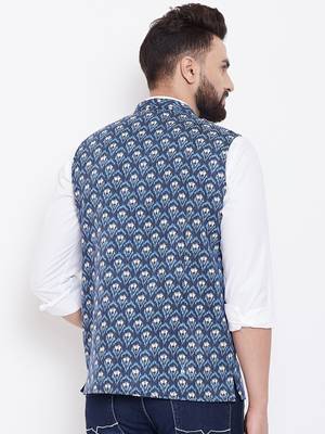 Blue woven viscose rayon nehru-jacket 4