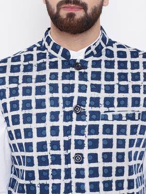 Blue woven viscose rayon nehru-jacket 5