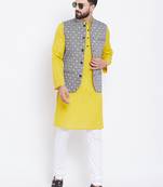 Grey woven poly cotton nehru-jacket