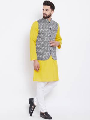 Grey woven poly cotton nehru-jacket 3