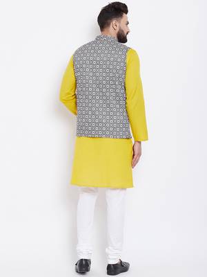 Grey woven poly cotton nehru-jacket 4
