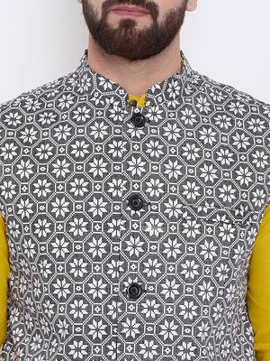 Grey woven poly cotton nehru-jacket 5