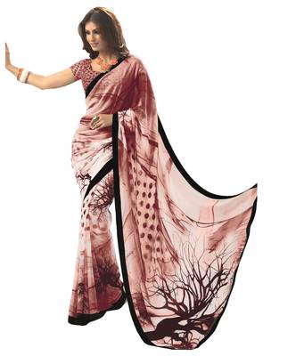 Multicolor printed georgette saree with blouse 1