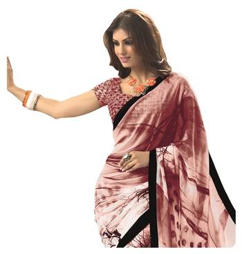 Multicolor printed georgette saree with blouse 2