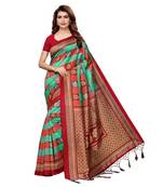 maroon printed art silk saree with blouse