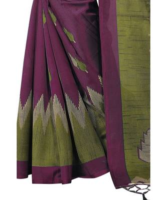 Wine printed art silk saree with blouse 2