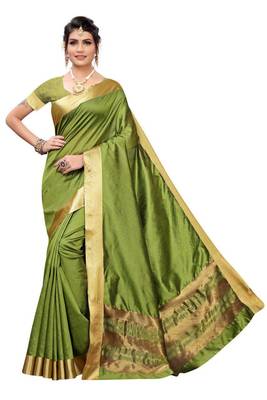 Mahendi Woven Cotton Saree With Blouse 1