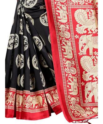 Black woven art silk saree with blouse 2