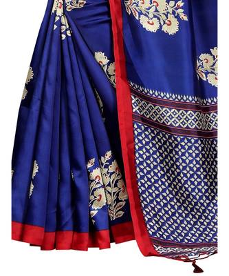 blue woven art silk saree with blouse 2