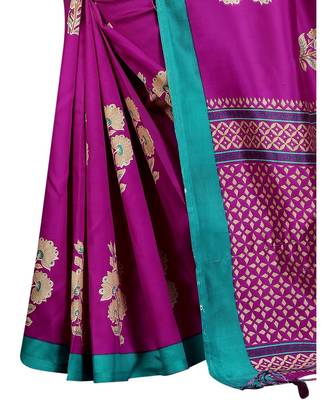 Wine woven art silk saree with blouse 2