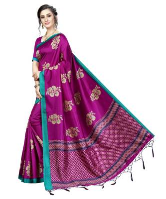 Wine woven art silk saree with blouse 3