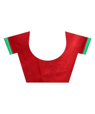 Red woven art silk saree with blouse 5