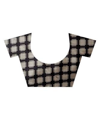 Black printed art silk saree with blouse 5