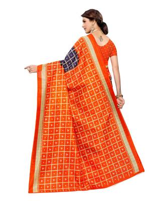 Purple printed art silk saree with blouse 4