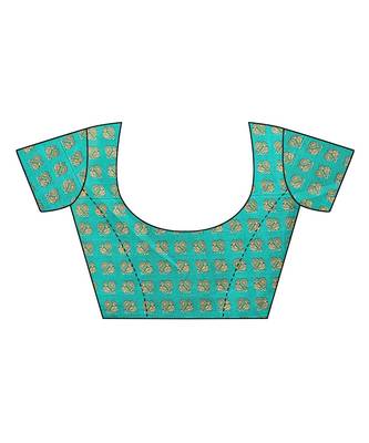 blue printed art silk saree with blouse 5