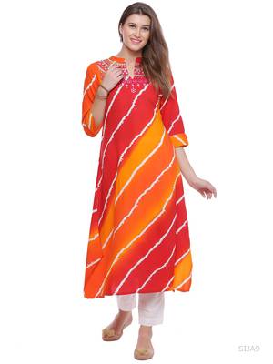 Red printed rayon kurtas-and-kurtis 1