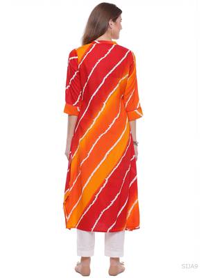 Red printed rayon kurtas-and-kurtis 5
