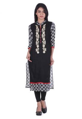 Geroo Jaipur Black printed cotton kurtas-and-kurtis 1